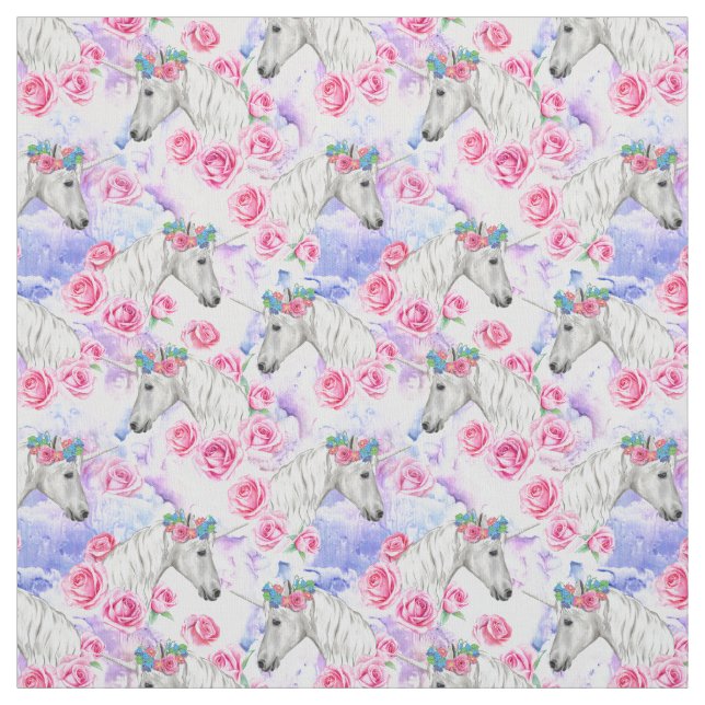 Tela Modelo de los unicornios y de los rosas (Retal)