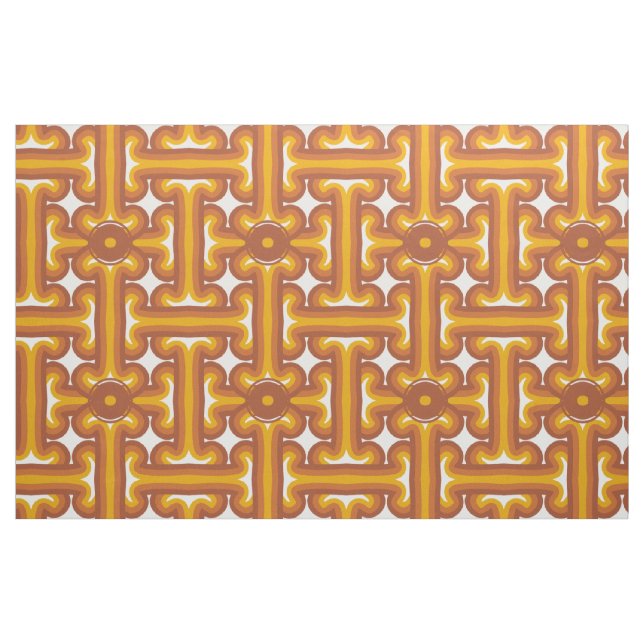 Tela modelo de mimbre marrón y anaranjado de 70s ("Cuarto gordo" (fat quarter))