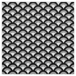 Tela Modelo de onda del art déco - blanco y negro