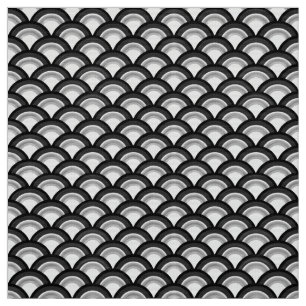 Tela Modelo de onda del art déco - blanco y negro