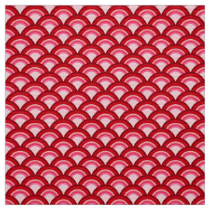 Tela Modelo de onda del art déco - rojo y fucsia