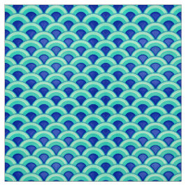 Tela Modelo de onda del art déco - turquesa y cobalto