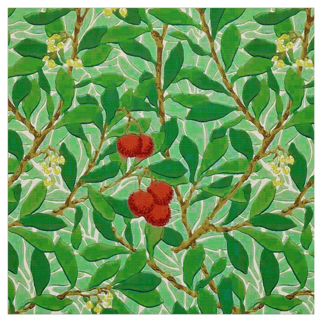 Tela Modelo del árbol de William Morris Lychee, verde (Retal)
