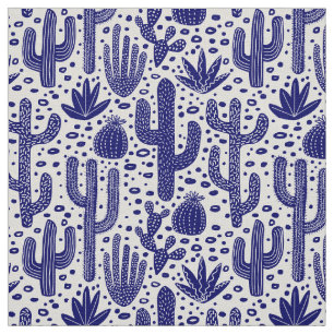 Tela Modelo del cactus - azul marino y blanco