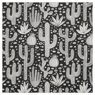 Tela Modelo del cactus - blanco en negro