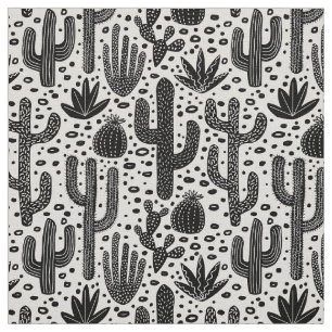Tela Modelo del cactus - blanco y negro