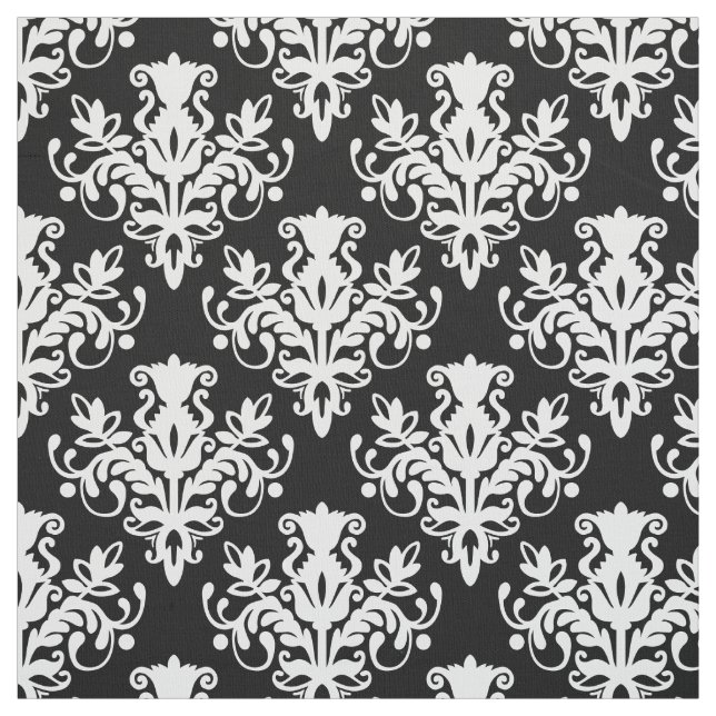 Tela Modelo del damasco 02 - blanco en negro (Retal)
