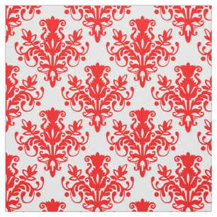 Tela Modelo del damasco 02 - rojo en blanco