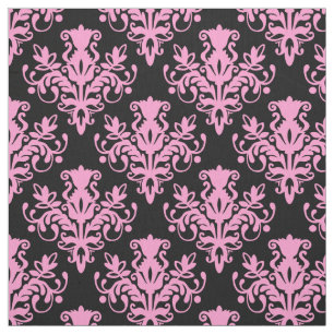 Tela Modelo del damasco 02 - rosa en negro