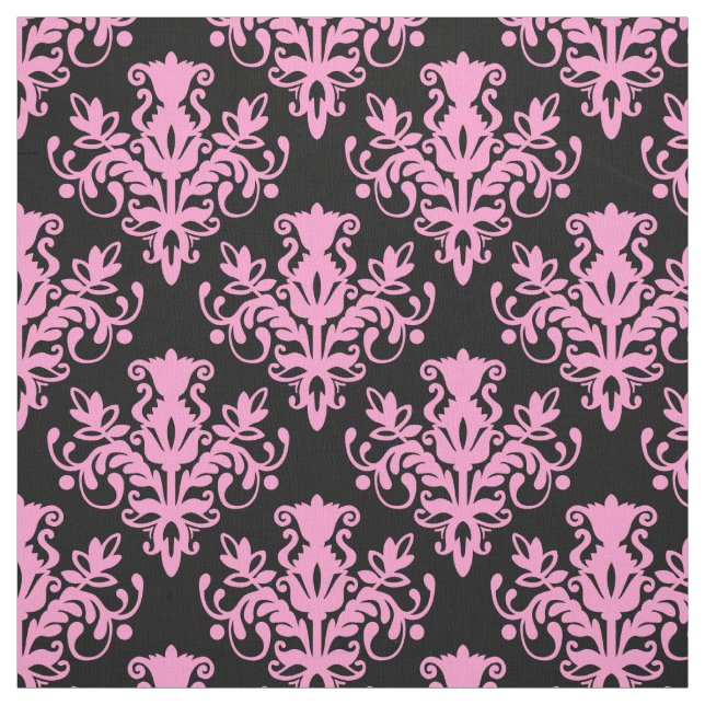 Tela Modelo del damasco 02 - rosa en negro (Retal)