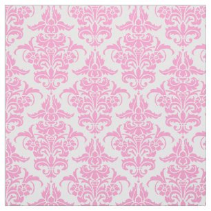 Tela Modelo del damasco - rosa en blanco