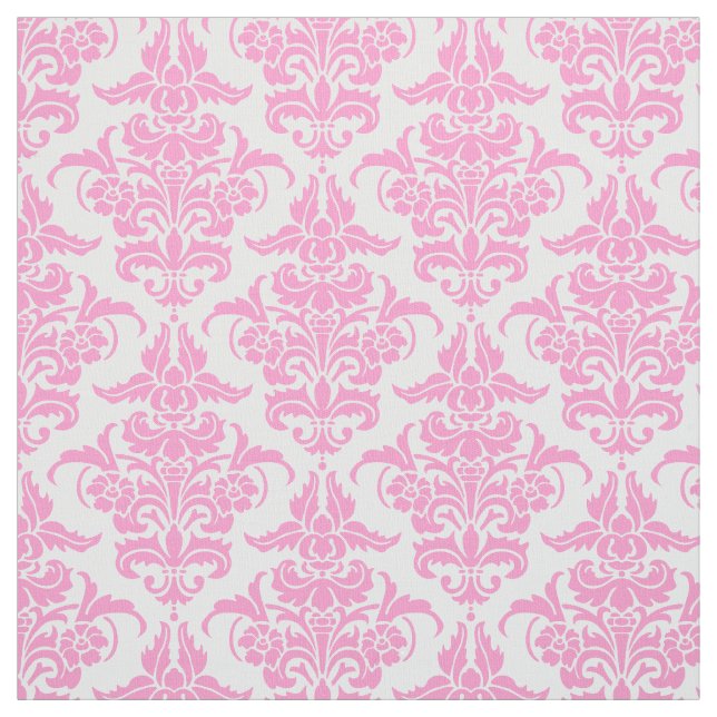 Tela Modelo del damasco - rosa en blanco (Retal)