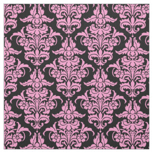 Tela Modelo del damasco - rosa en negro
