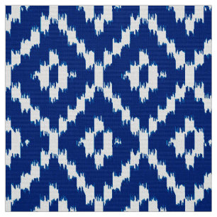 Tela Modelo del diamante de Ikat - azul y blanco de