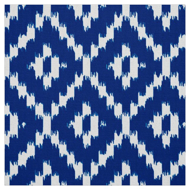 Tela Modelo del diamante de Ikat - azul y blanco de (Retal)