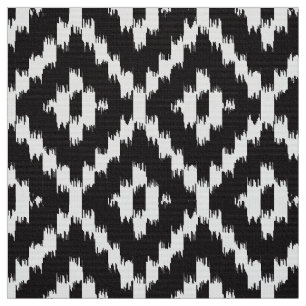 Tela Modelo del diamante de Ikat - blanco y negro
