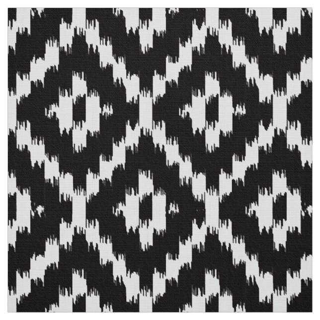 Tela Modelo del diamante de Ikat - blanco y negro (Retal)