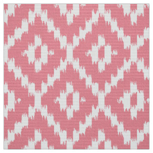 Tela Modelo del diamante de Ikat - rosa y blanco de
