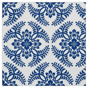 Tela Modelo del medallón, azul de cobalto y blanco