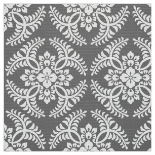 Tela Modelo del medallón, gris japonés/gris y blanco