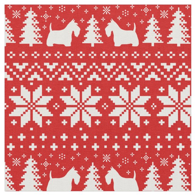 Tela Modelo del navidad de las siluetas de Terrier del (De cerca)