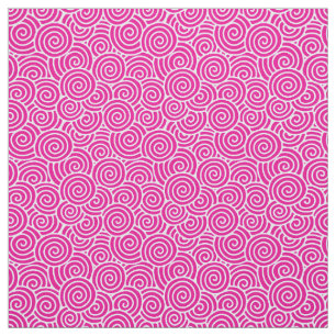 Tela Modelo del remolino del japonés - rosado fucsia y