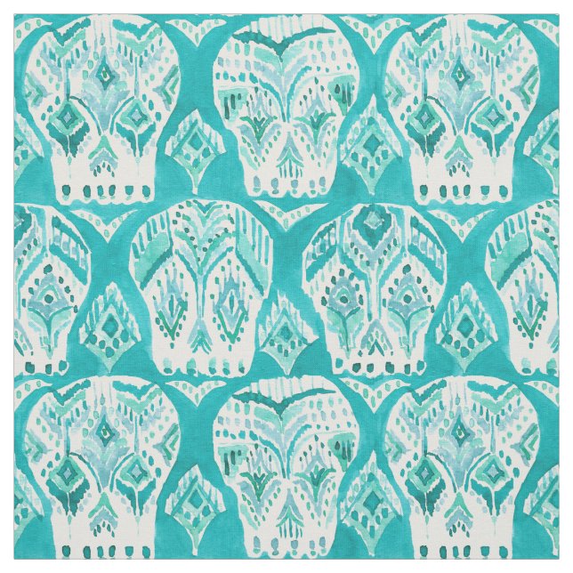 Tela Modelo elegante del cráneo de Boho Ikat de la (Retal)