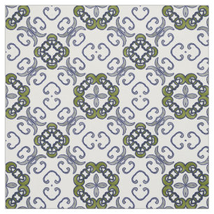 Tela Modelo floral gris y verde del damasco