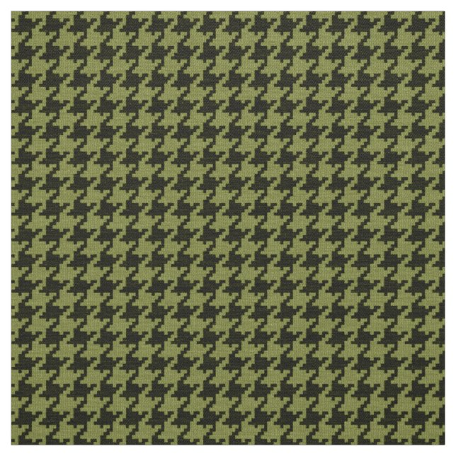 Tela Modelo geométrico de Houndstooth del verde caqui y (Retal)
