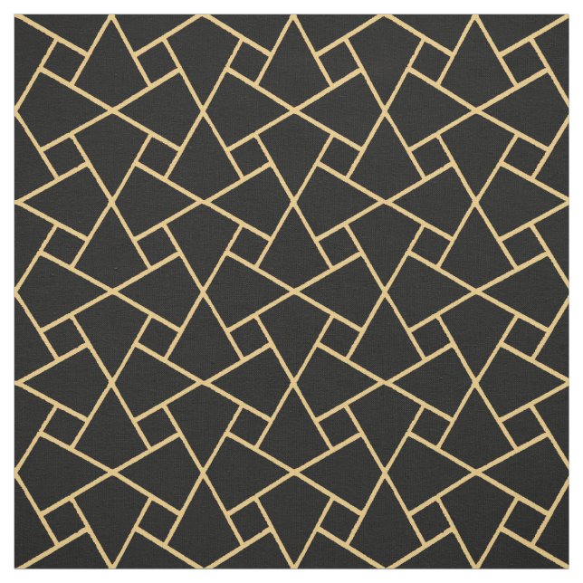 Tela Modelo geométrico islámico del Oro-efecto negro de (Retal)