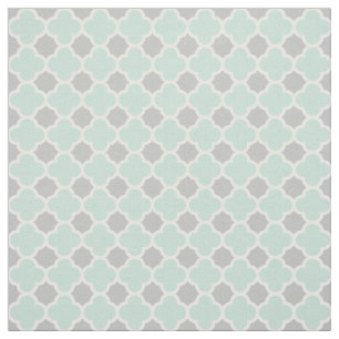 Tela Modelo gris blanco de Quatrefoil de la verde menta