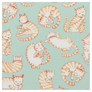 Tela Modelo ilustrado anaranjado de los gatos de Tabby
