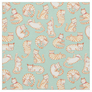 Tela Modelo ilustrado anaranjado de los gatos de Tabby