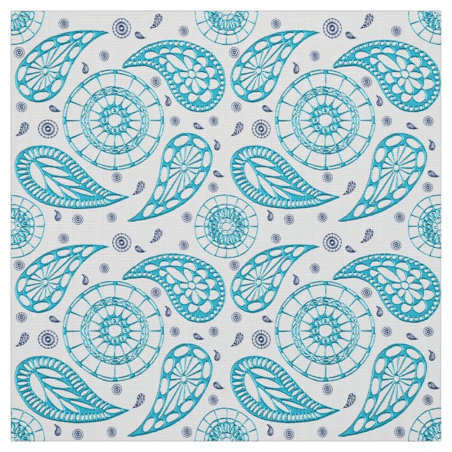 Tela Modelo inconsútil azul de Paisley (Retal)