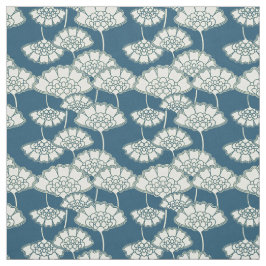 Tela Modelo japonés floral de la turquesa oscura