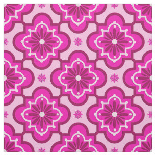 Tela Modelo marroquí de la teja - rosa del fucsia