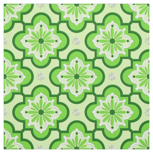Tela Modelo marroquí de la teja - verde lima (Retal)