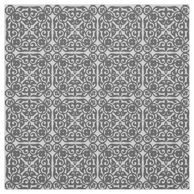 Tela Modelo medieval del damasco, gris de plata (Retal)
