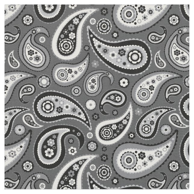 Tela Modelo negro y gris retro de Paisley (De cerca)