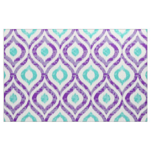 Tela Modelo púrpura y verde azulado del ikat