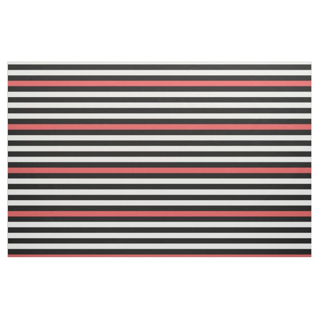 Tela Modelo rayado blanco y rojo negro ("Cuarto gordo" (fat quarter))