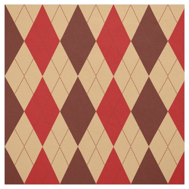 Tela Modelo rojo y del moreno marrón de Argyle (Retal)