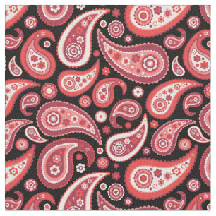 Tela Modelo rojo y negro retro de Paisley