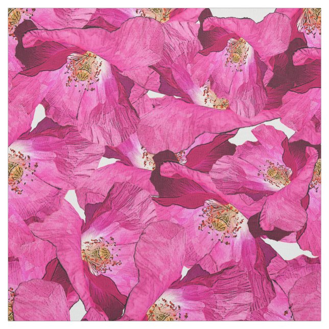Tela Modelo rosado de las amapolas florales (Retal)