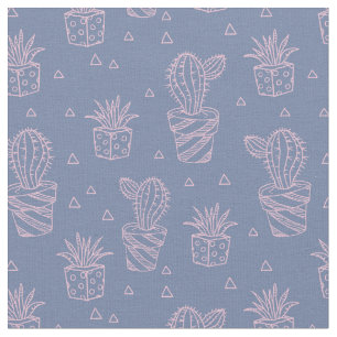 Tela Modelo rosado y púrpura del cactus del dibujo