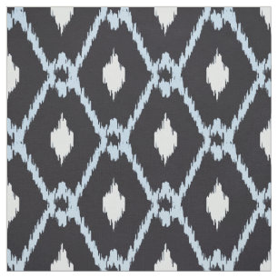 Tela Modelo tribal del diamante del ikat azul blanco