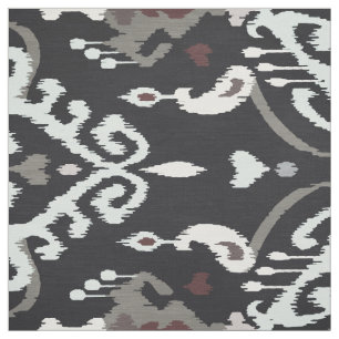 Tela Modelo tribal del ikat blanco negro neutral