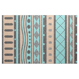 Tela Modelo tribal del melocotón y de la turquesa