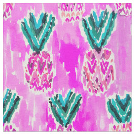 Tela Modelo tribal rosado de la piña de la acuarela