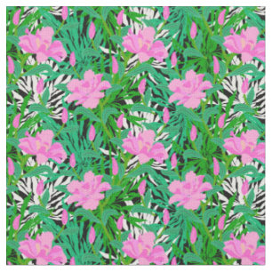Tela Modelo tropical con las flores de la selva